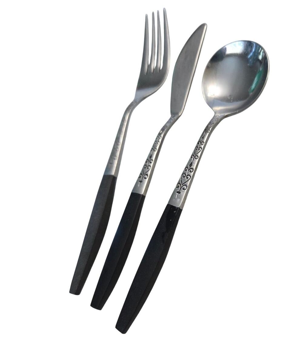 Lot 3 Vintage Interpur Japan Silverware Set Butter Knife Soup Spoon Swirl